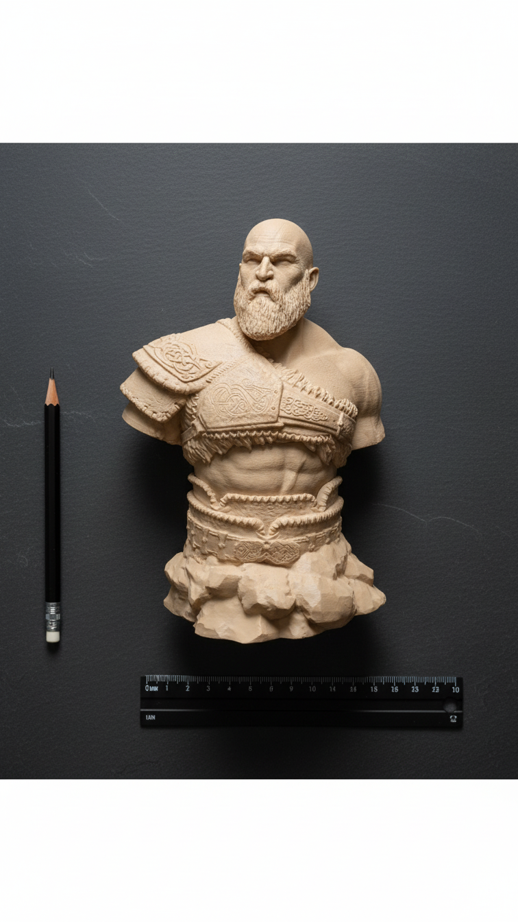 Gaming desk decor Kratos character statue