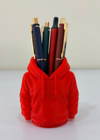 Creative hoodie style pen holder desk accessory