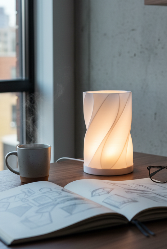 Spiral LED table lamp warm white bedside light