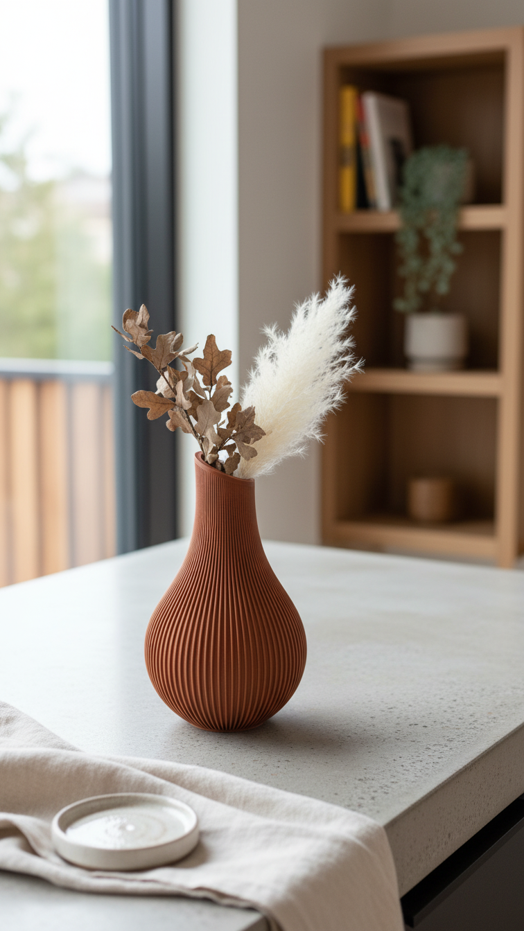 Ribbed decorative vase modern table decor