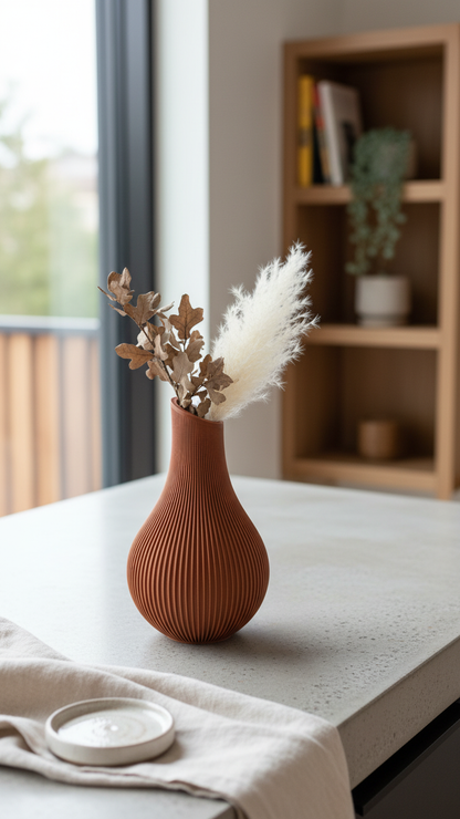 Ribbed decorative vase modern table decor