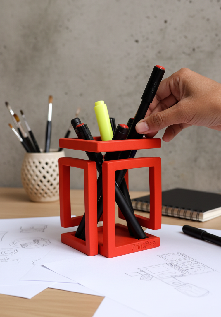 Infinity loop pen holder desk organizer