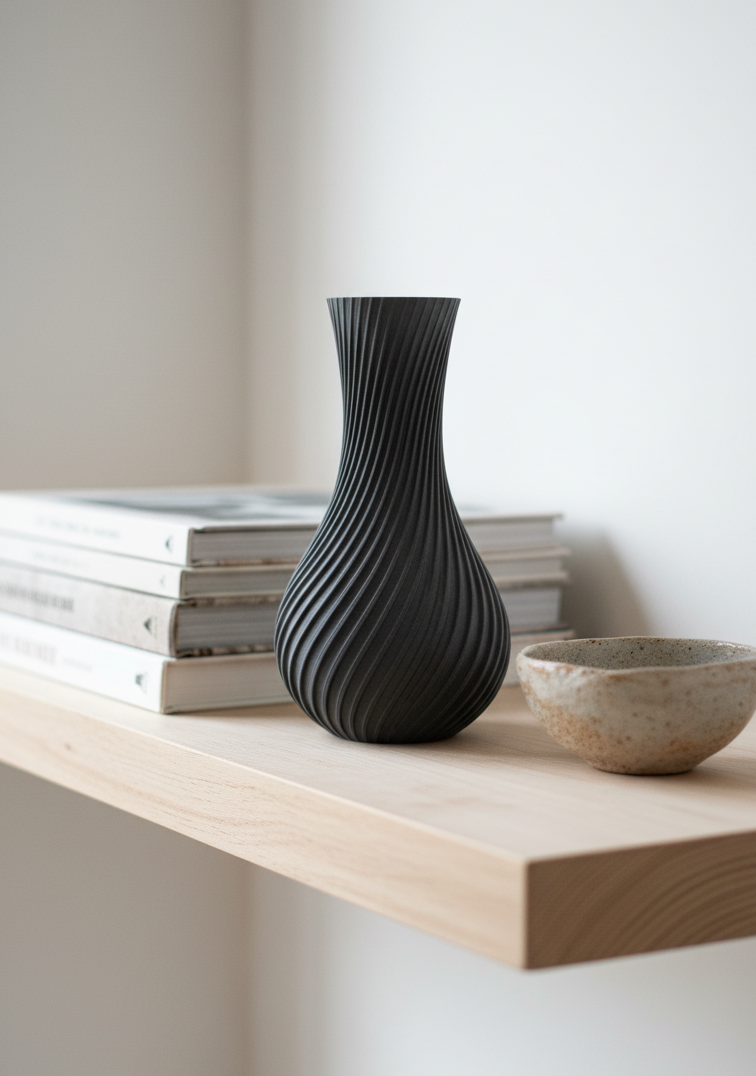 3D printed spiral flower vase home decoration